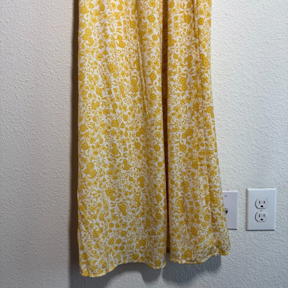 Old Navy Sleeveless Ruffled Midi Dress Womens XL Yellow Spaghetti Strap Floral - Picture 7 of 11